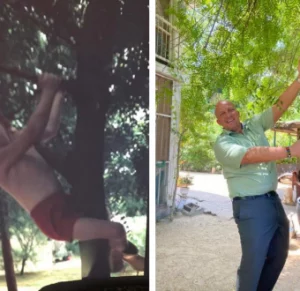 White man recreates his childhood photo taken on a tree in Maiduguri 40 years ago