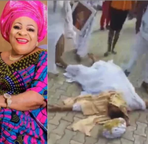 Actress Nkechi Sunday Blessing passes out at her mum’s funeral