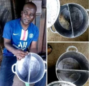 Nigerians react as man constructs pot that allows you cook two meals at once