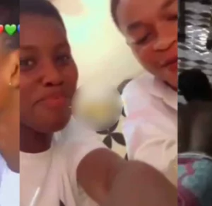 Secondary school student flogged mercilessly by her mother after video of her boyfriend kissing and caressing her b**bs went viral (video)